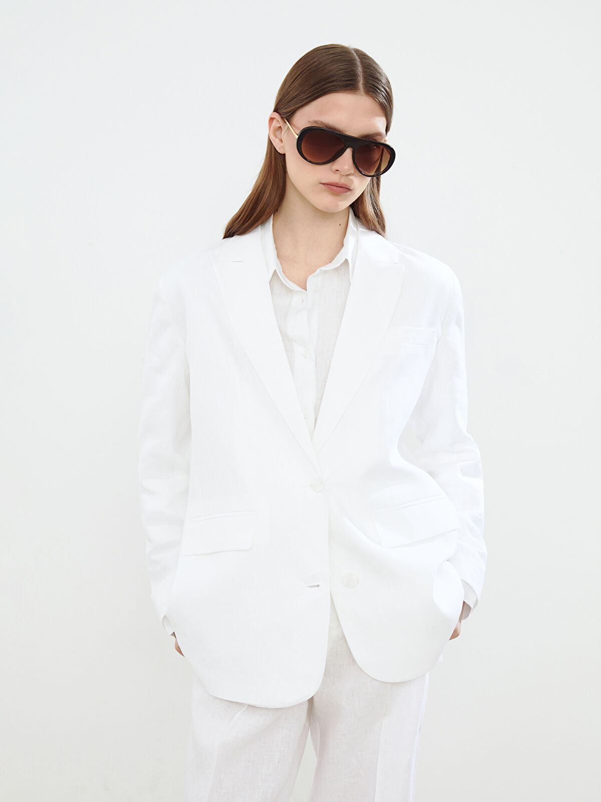 LCW Modest %100 Keten Kadın Blazer Ceket
