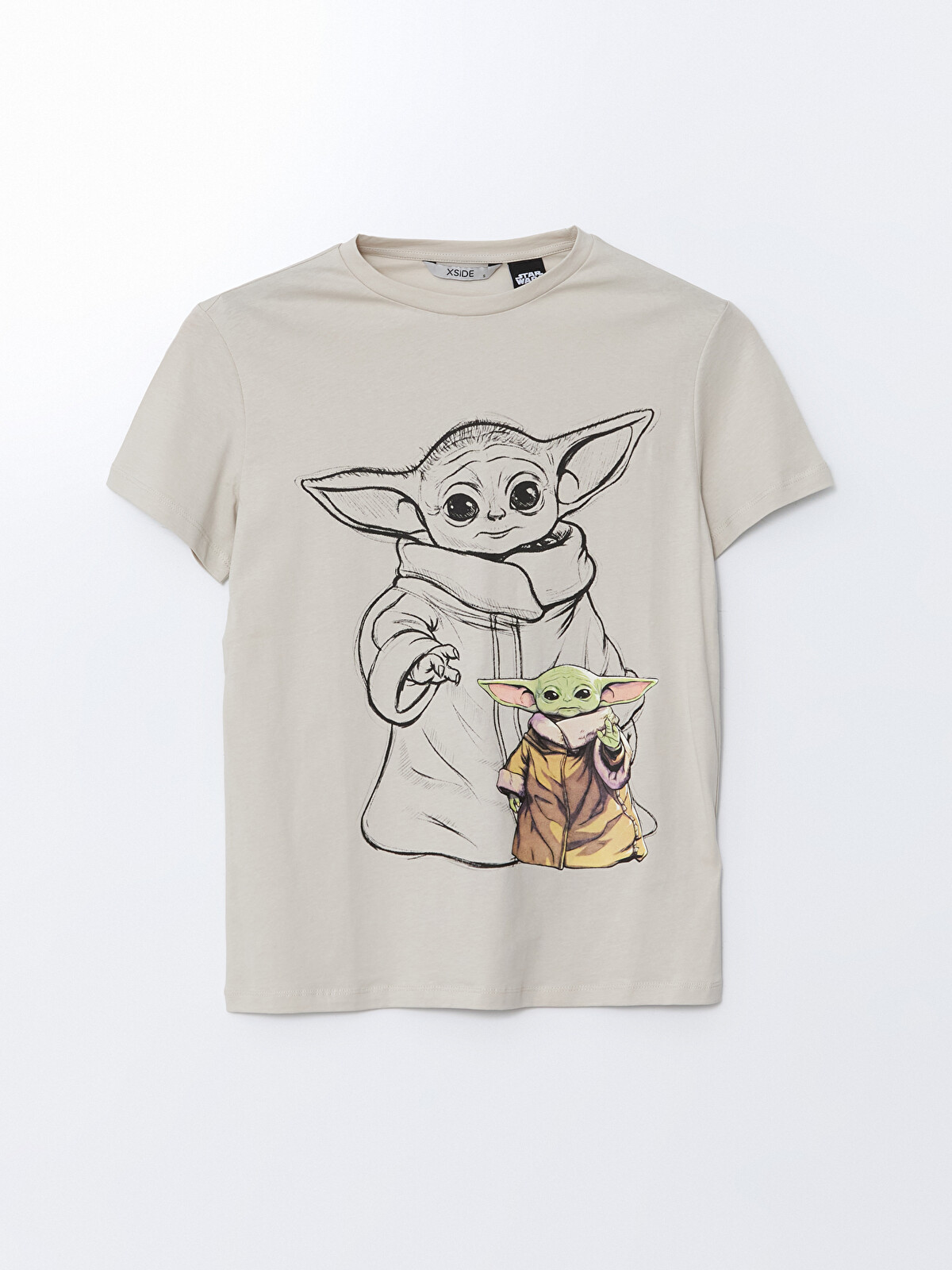 LCWAIKIKI Classic Bisiklet Yaka Baby Yoda Baskılı Kadın Tişört