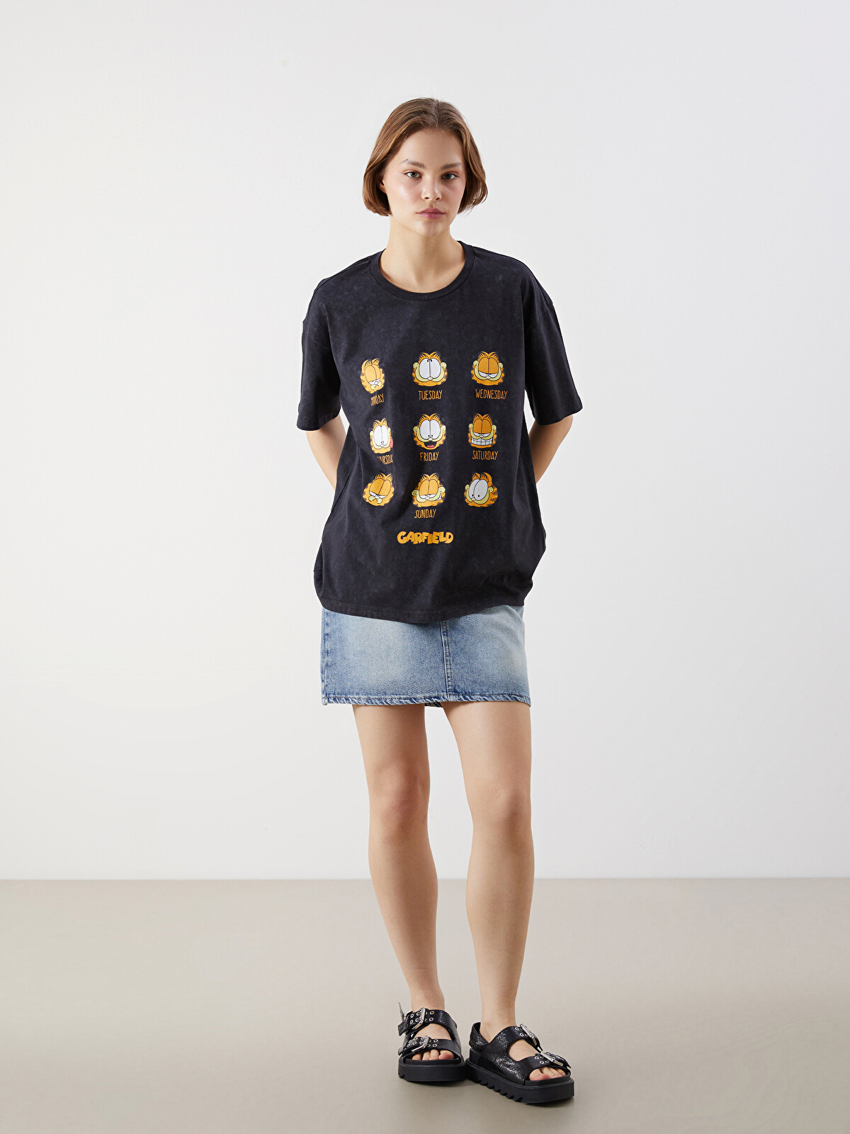 XSIDE Woman Anthracite T-shirt - S5JQ20Z8-VDL | LC Waikiki