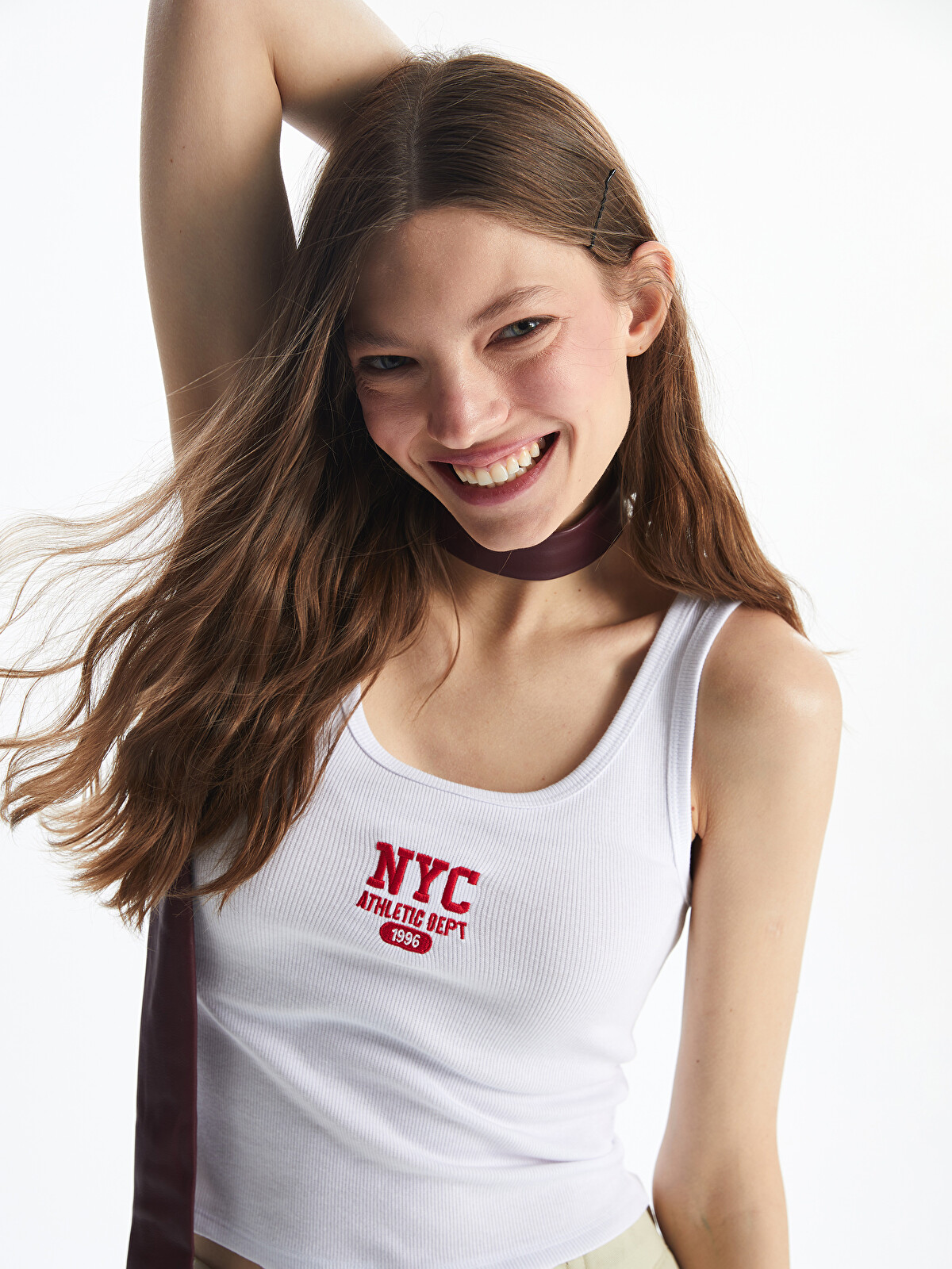 XSIDE U Neck Nyc Embroidered Women's Tank Top - S5JS43Z8-Q6K | LC