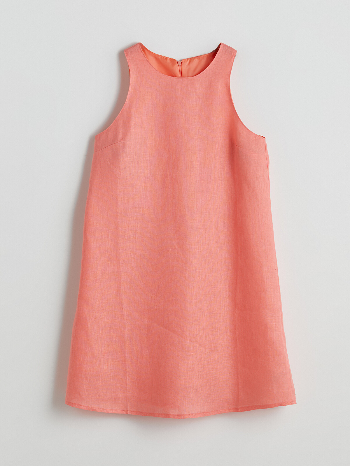 LCWAIKIKI Classic Crew Neck 100% Linen Mini Dress - S5JU70Z8-GKN - LC  Waikiki