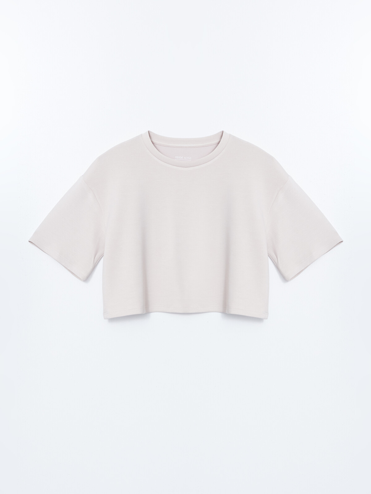 XSIDE ACTIVE Bej Bisiklet Yaka Crop Kadın Spor Tişört - S5K230Z8