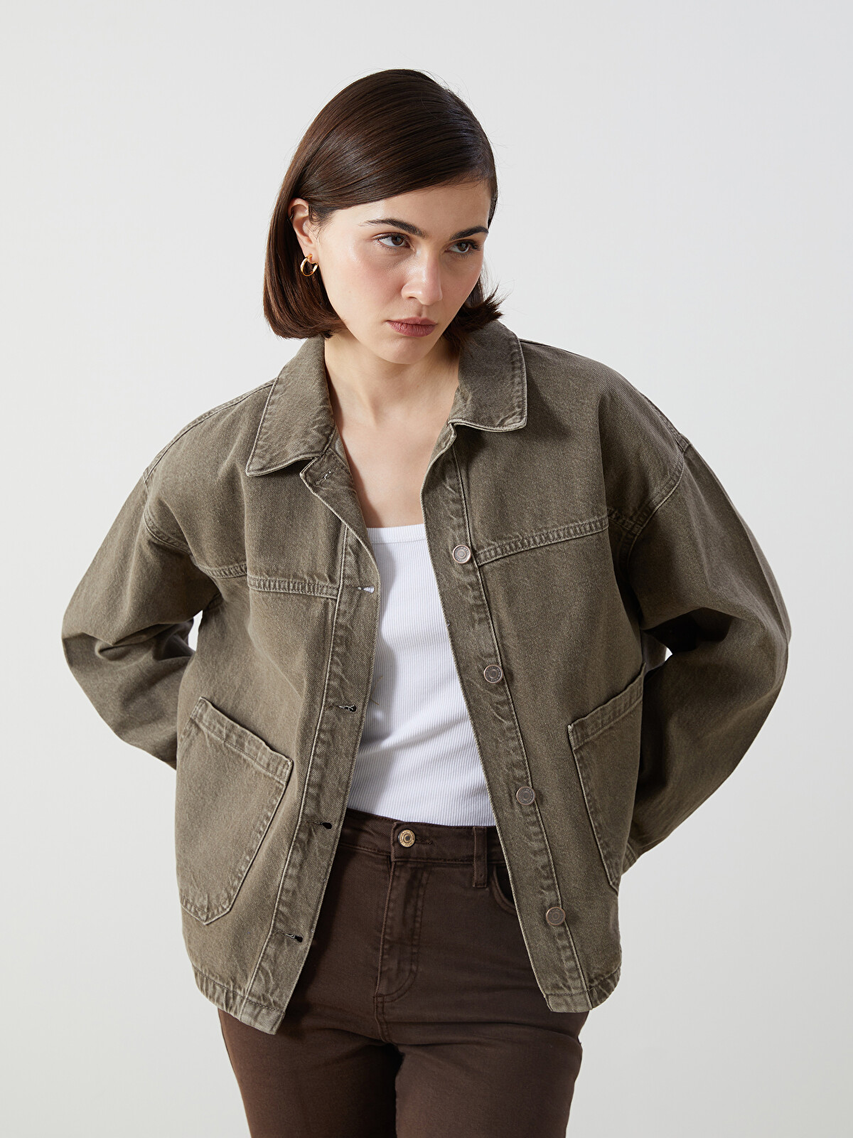 LCW Vision Oversize Kadın Jean Gömlek Ceket - S5KA71Z8-GQJ | LC