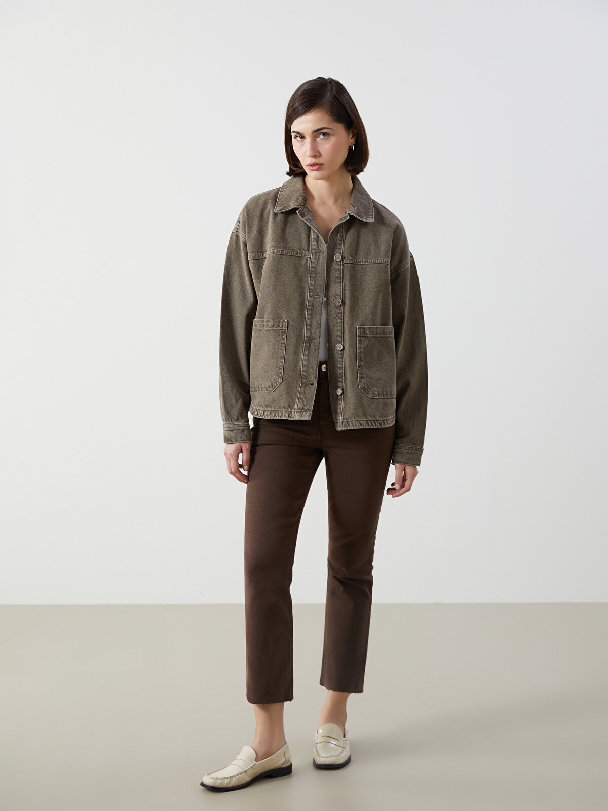 LCW Vision Oversize Kadın Jean Gömlek Ceket - S5KA71Z8-GQJ | LC