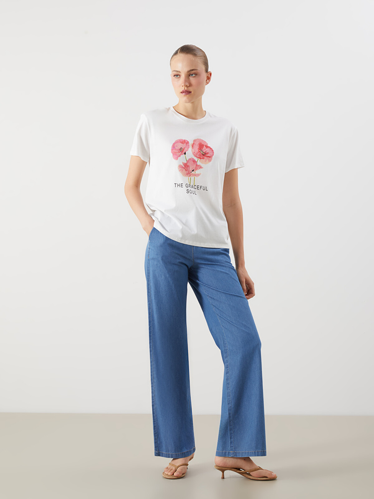 LCW Jeans Elastic Waist Wide Leg Women's Jeans - S5KC38Z8-507 | LC