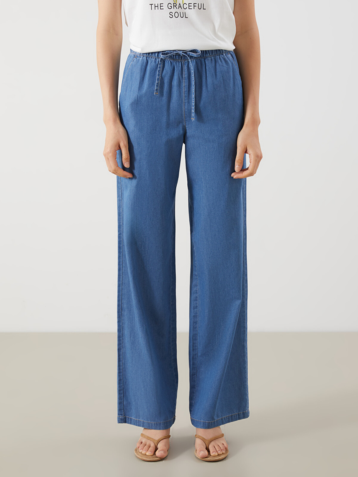 LCW Jeans Elastic Waist Wide Leg Women's Jeans - S5KC38Z8-507 | LC