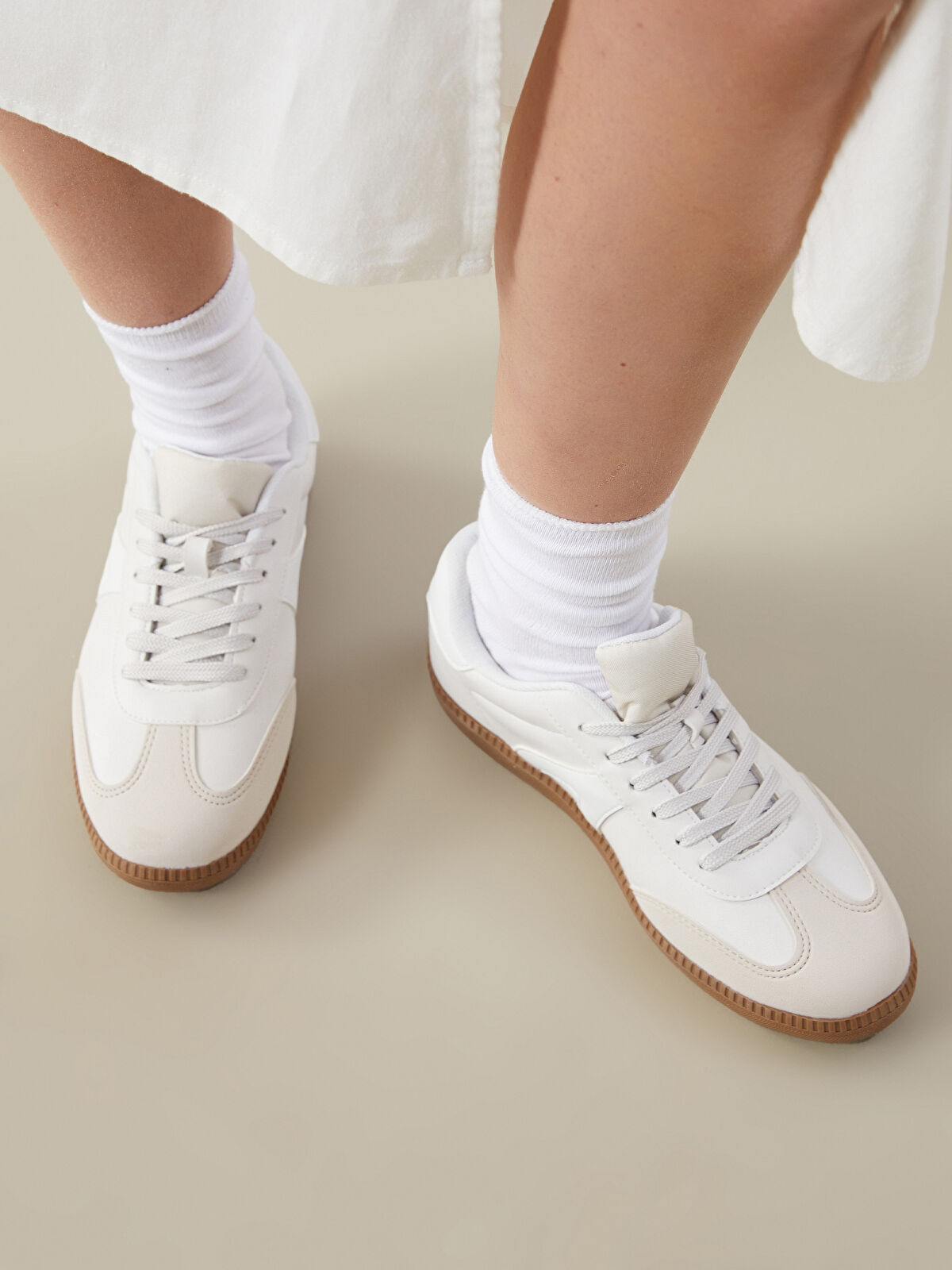 邦楽 re LCW STEPS Bej Bağcıklı Kadın Spor Ayakkabı - S5KF94Z8-R81 | LCW