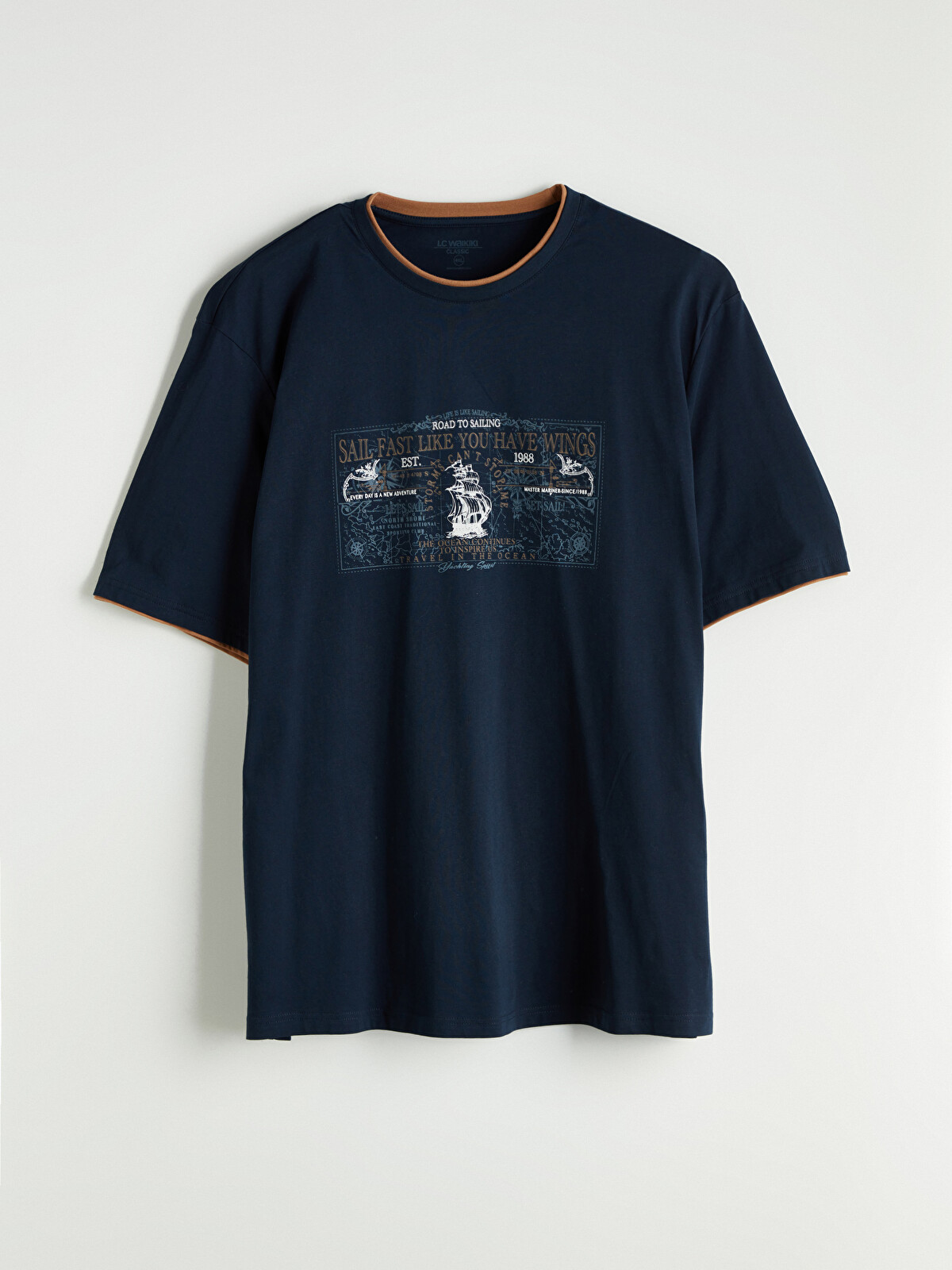LCWAIKIKI Classic Plus Size Crew Neck Printed Cotton Men's T-Shirt