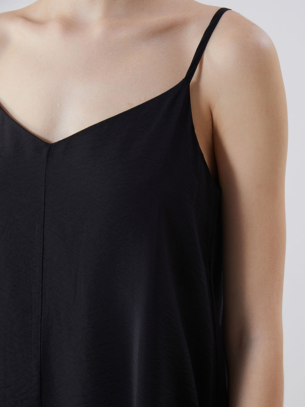 V Neck Plain Strappy Dress -S5KK33Z8-CVL - LC Waikiki