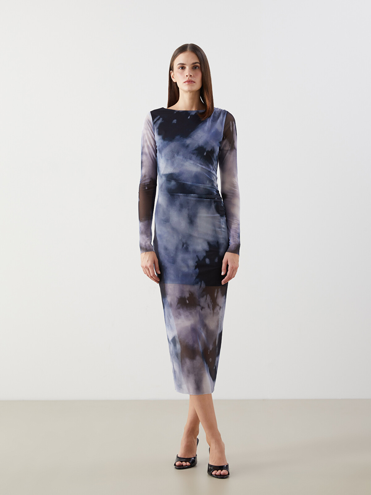 LCW Vision Crew Neck Tie-dye Women's Bodycon Dress - S5KN62Z8-LSJ
