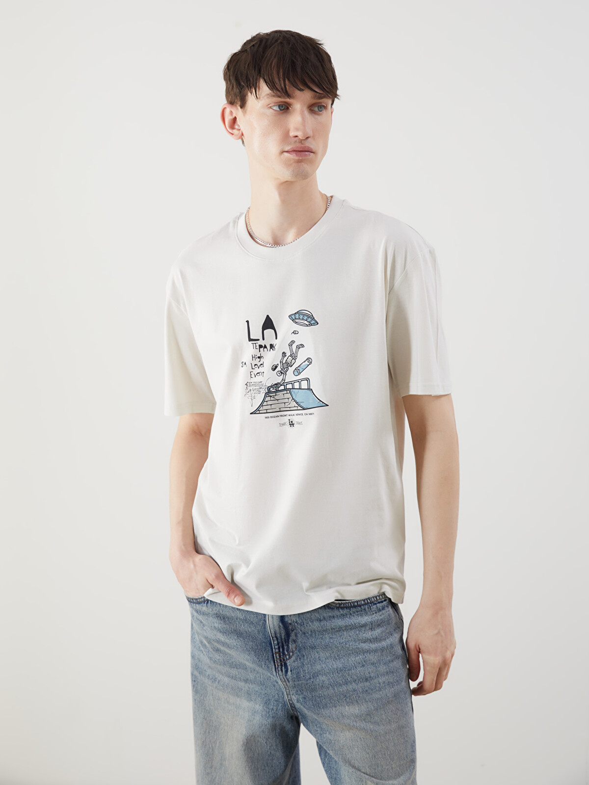 XSIDE Crew Neck Printed Jersey Men's T-shirt - S5KN87Z8-YVB | LC