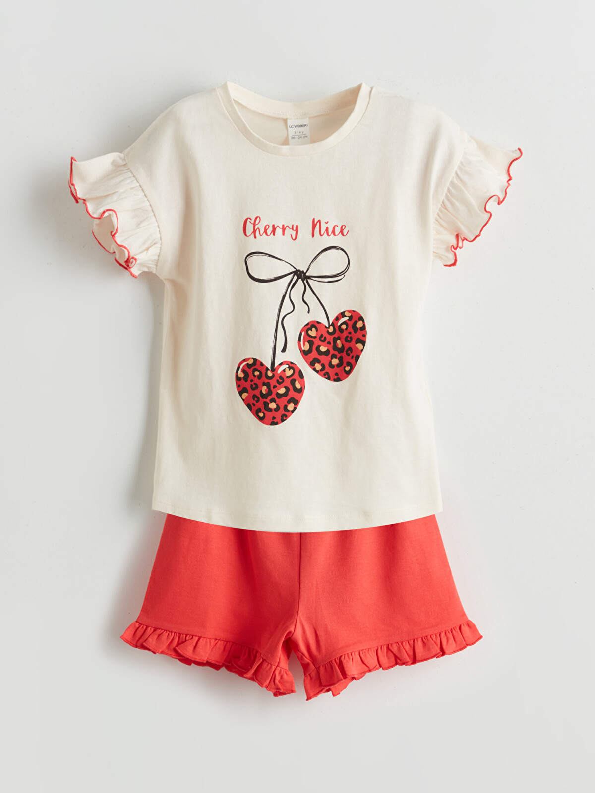 LCW Kids Heart Printed Girls' Blouse and Shorts 2 Pack - S5KO56Z1