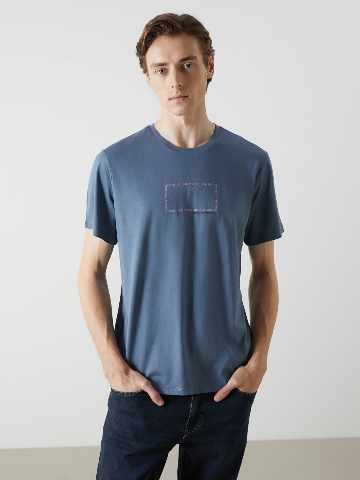 LCW ECO Bisiklet Yaka Kısa Kollu Baskılı Penye Erkek Tişört