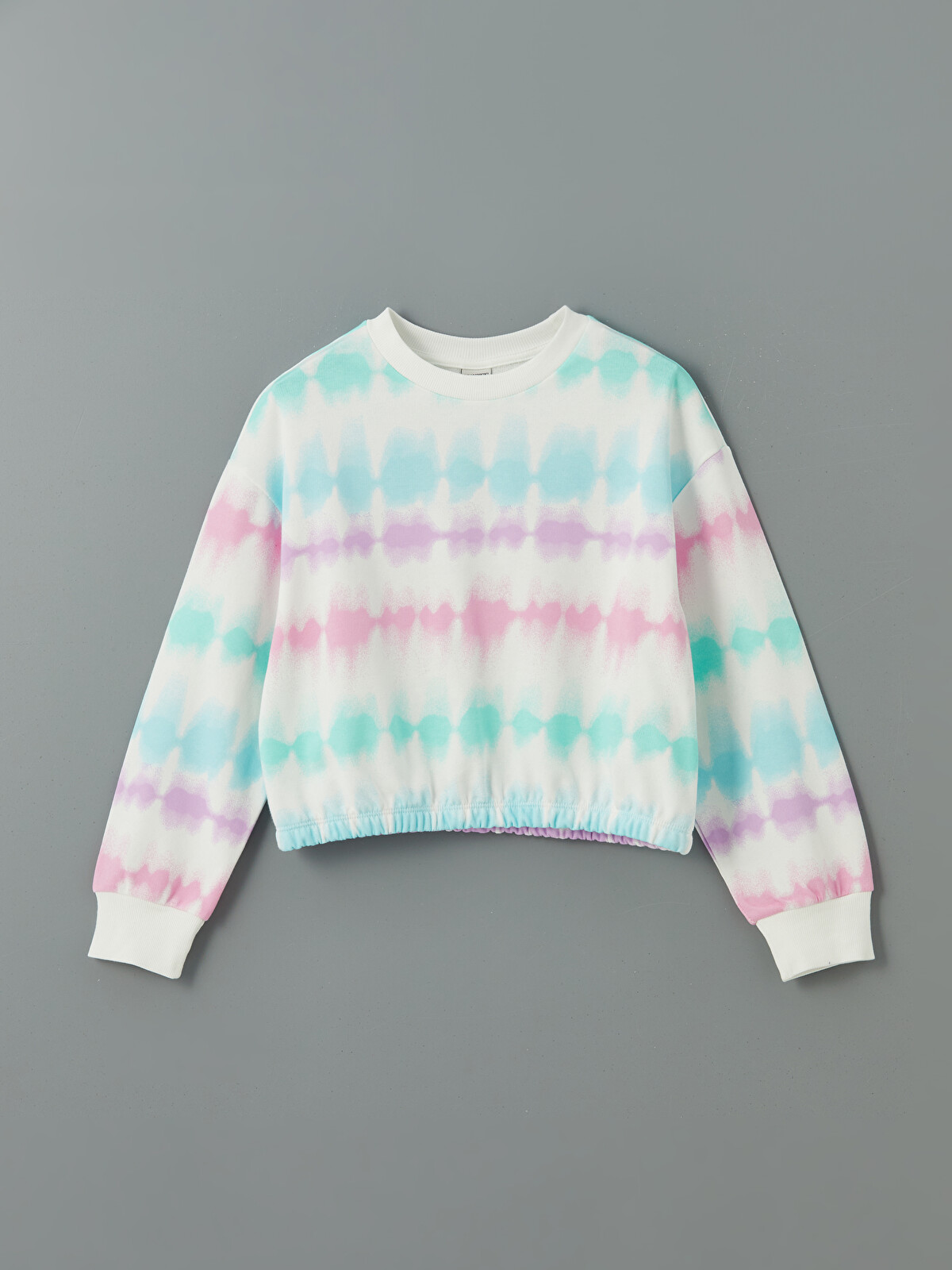 zekeさ♡ LCW Kids Beyaz Bisiklet Yaka Batik Desenli Kız Çocuk Sweatshirt