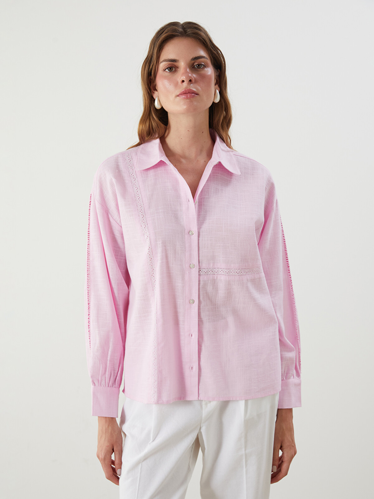 LCW Vision Ajur Detailed Oversize Women's Shirt - S5L087Z8-RVR