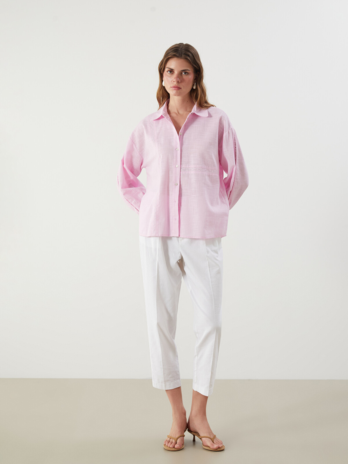 LCW Vision Ajur Detailed Oversize Women's Shirt - S5L087Z8-RVR