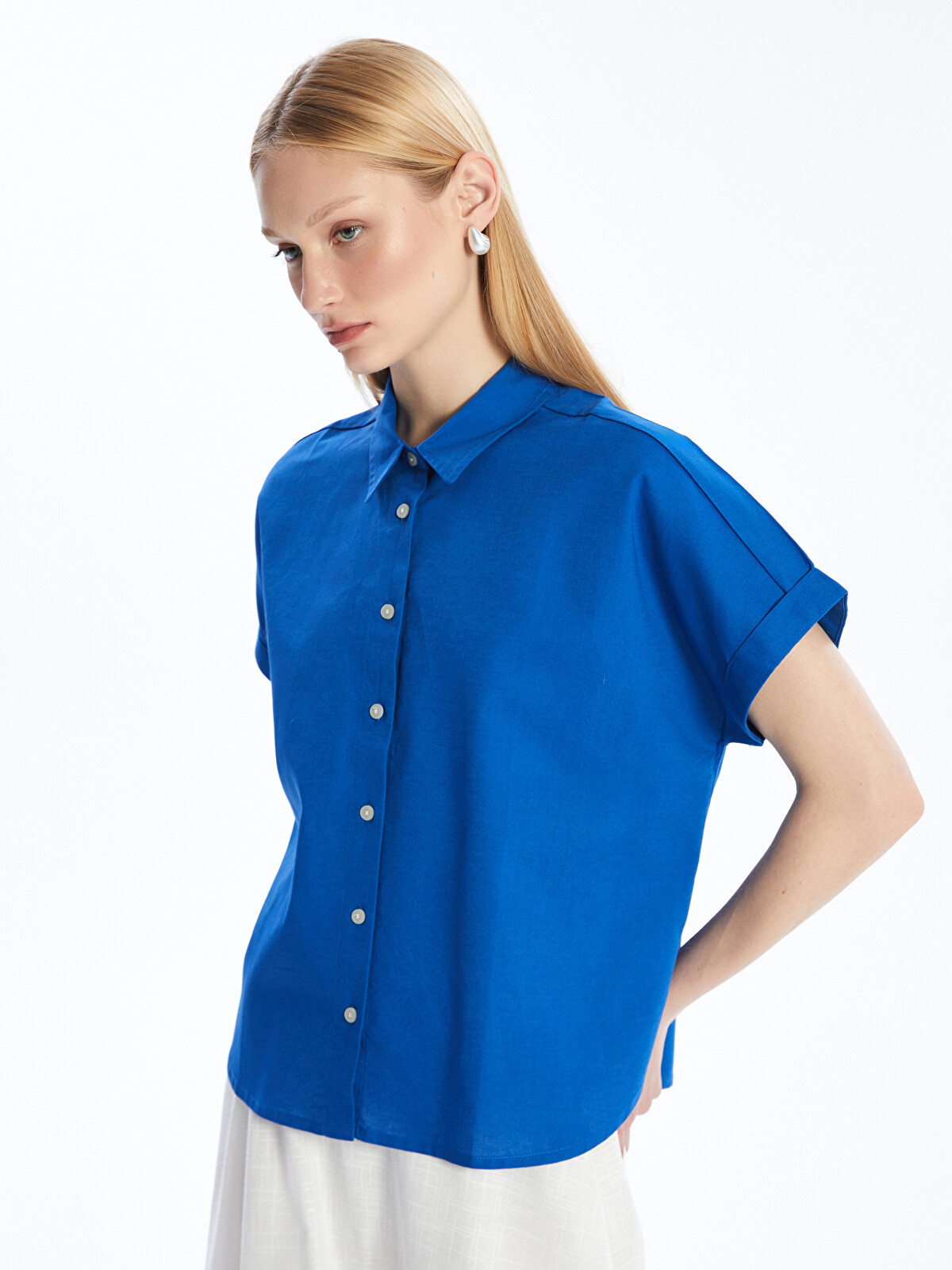 LCW Vision Linen Blend Oversize Women's Shirt - S5L166Z8-HNA | LC