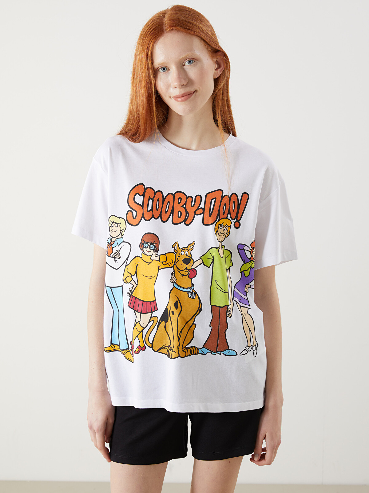 XSIDE Bisiklet Yaka Scooby Doo Lisanslı Kadın Tişört - S5L321Z8