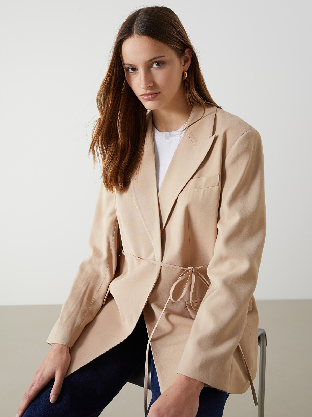 LCW Modest Bej Kadın Blazer Ceket - S5L680Z8-CWP | LCW