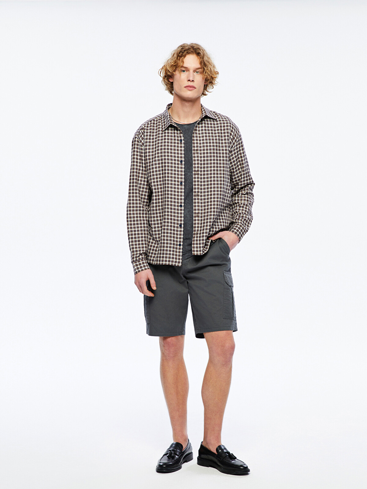 XSIDE Regular Fit Long Sleeve Plaid Men's Shirt - S5L752Z8-LN6