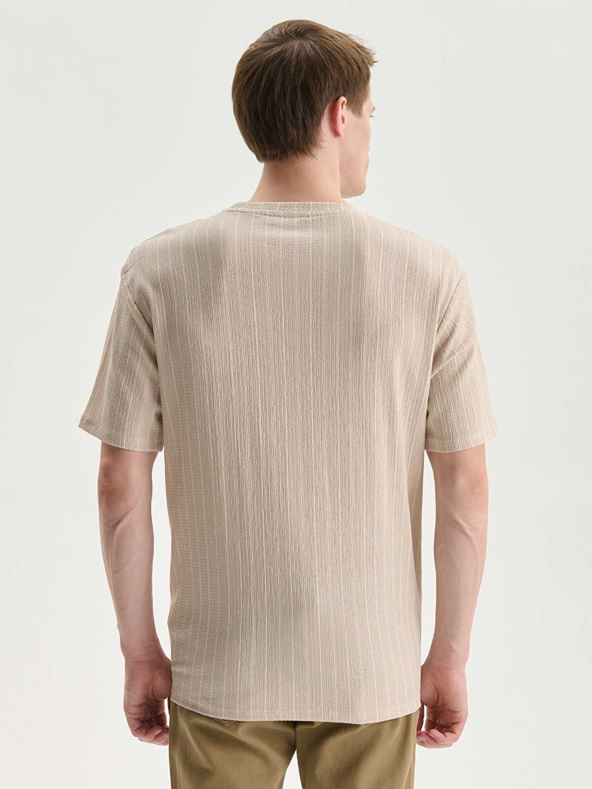 LCW Vision Crew Neck Short Sleeve Striped Men's Textured T-shirt