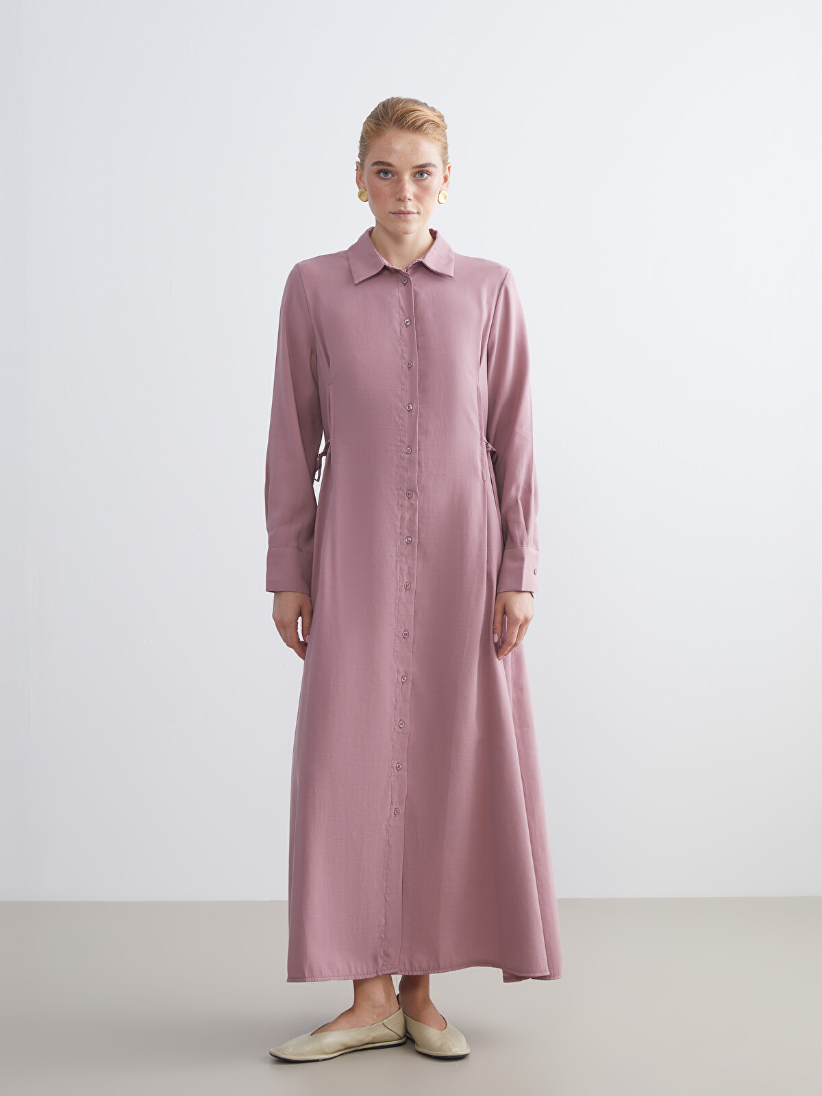 LCW Modest Pembe Modal Karışımlı Gömlek Elbise - S5LD82Z8-GVX | LCW
