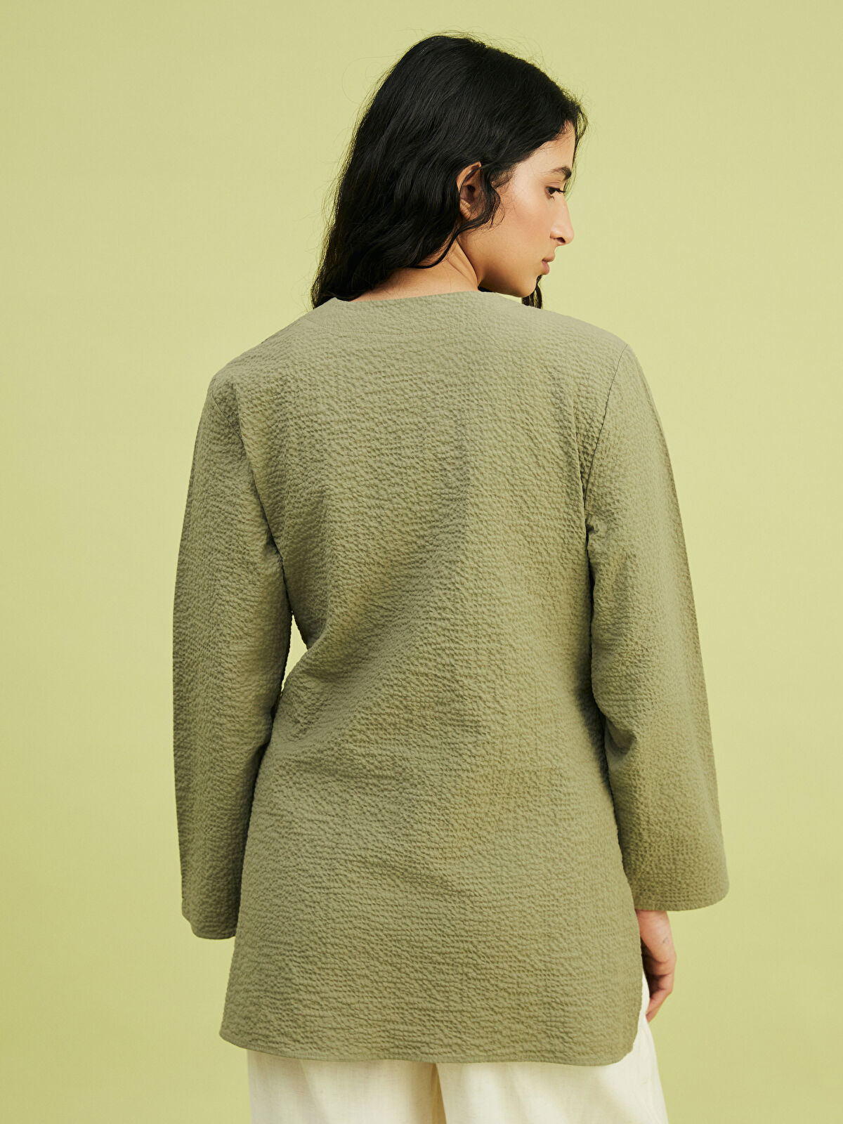 LCW Modest Haki Kruvaze Yaka Kadın Kimono - S5LE18Z8-VDU | LCW