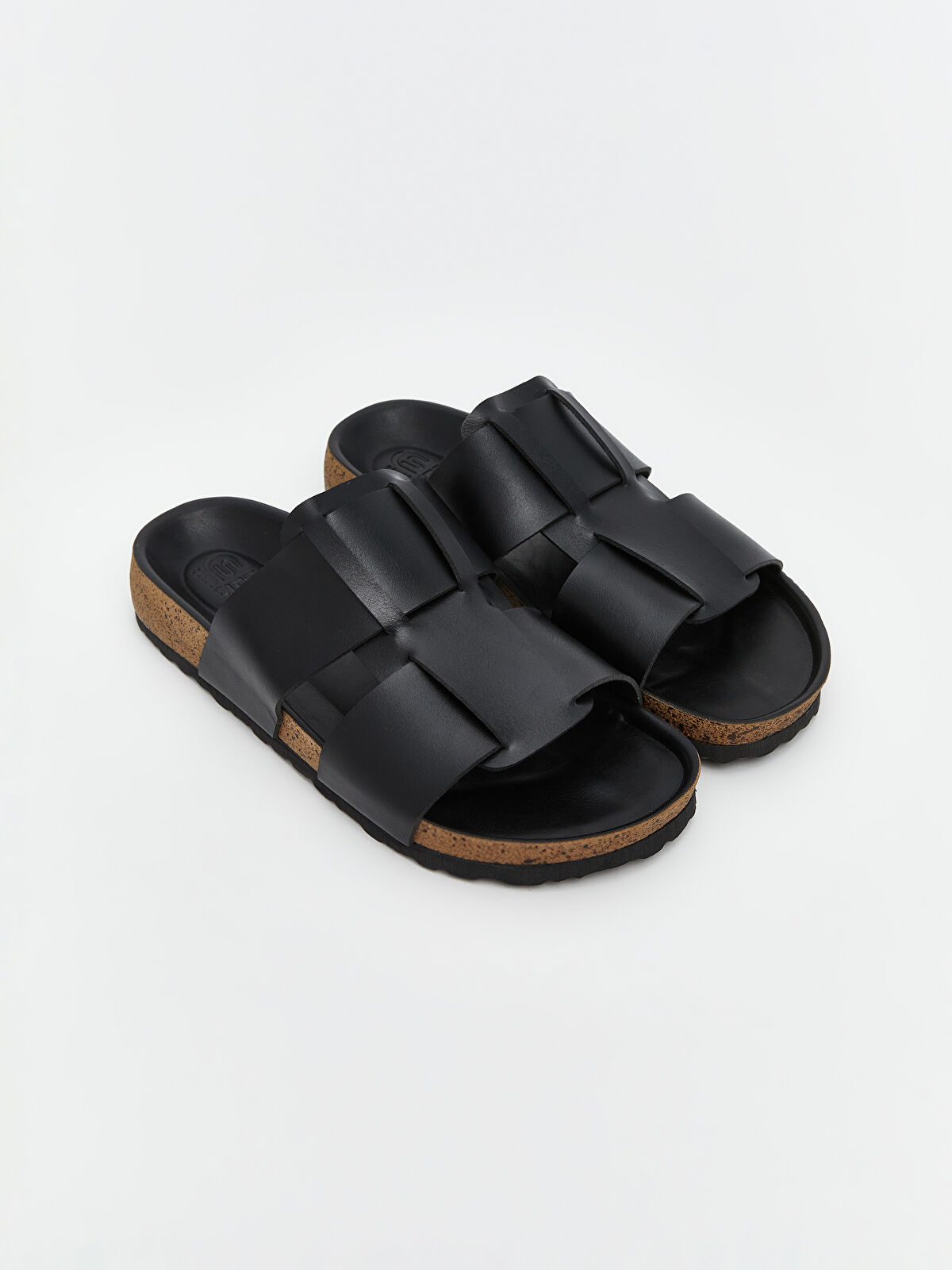 靴  SLIPPER LEATHER/BLACK 28CM Leather slippers with buckles, Black - Sisley