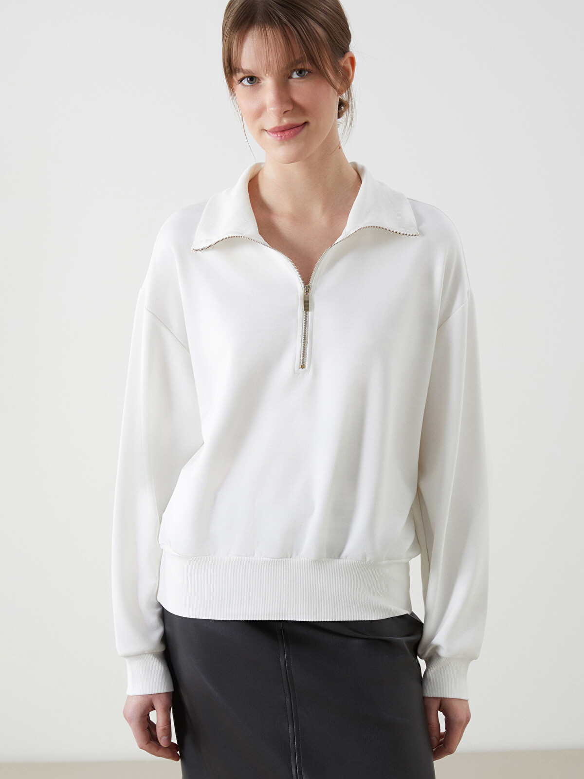LCWAIKIKI Classic Dik Yaka Oversize Kadın Sweatshirt - S5LH06Z8