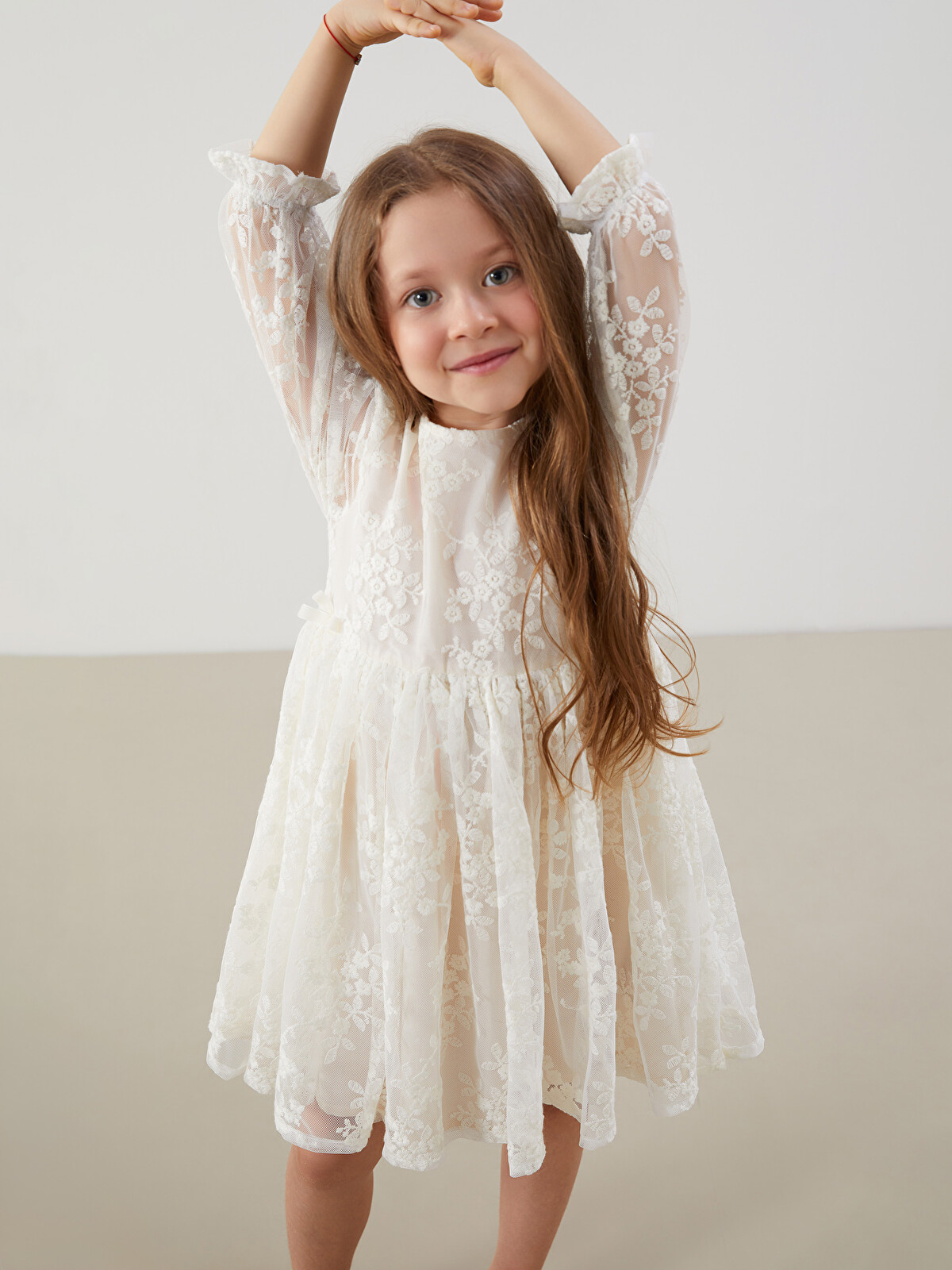 LCW Kids Crew Neck Lace Girls' Dress - S5LT05Z1-FRC - LC Waikiki