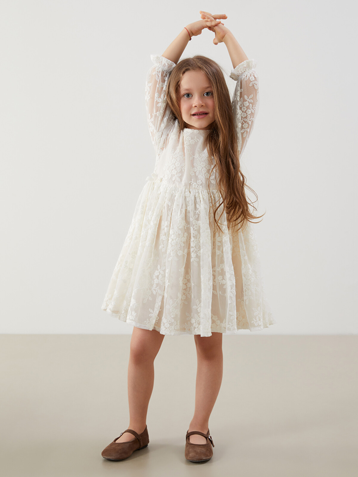 LCW Kids Crew Neck Lace Girls' Dress - S5LT05Z1-FRC | LC Waikiki