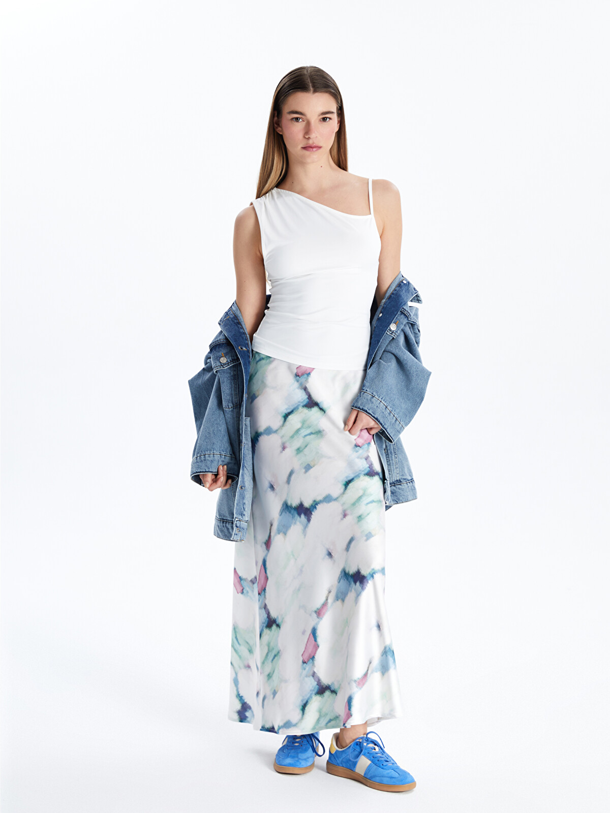 XSIDE Elasticated Waist Patterned Satin Skirt - S5LU45Z8-LRA | LC