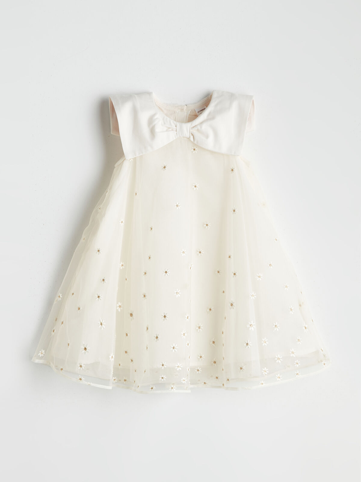 LCW Kids Ekru Kurdele Detaylı Kız Çocuk Dantel Elbise - S5LY82Z1