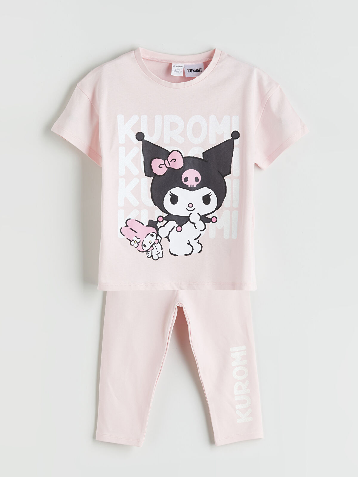 LCW Kids Pembe Kuromi Baskılı Kız Çocuk Tişört ve Tayt 2'li