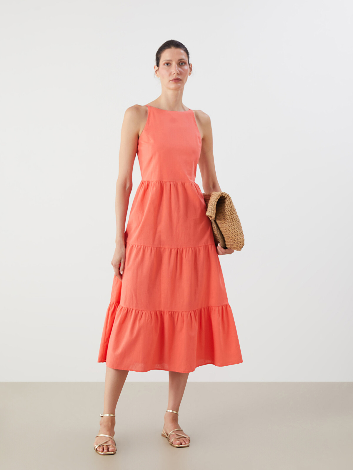 LCWAIKIKI Classic Crew Neck Strappy Layered Dress - S5M304Z8-D7W