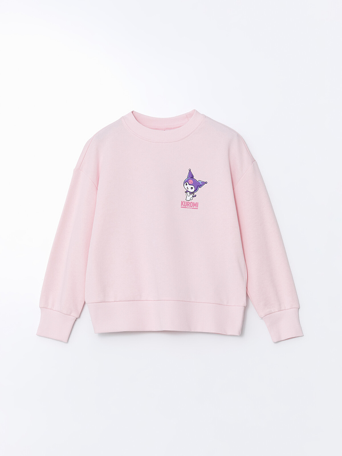 haruページ LCW Kids Pembe Bisiklet Yaka Kuromi Baskılı Kız Çocuk Sweatshirt