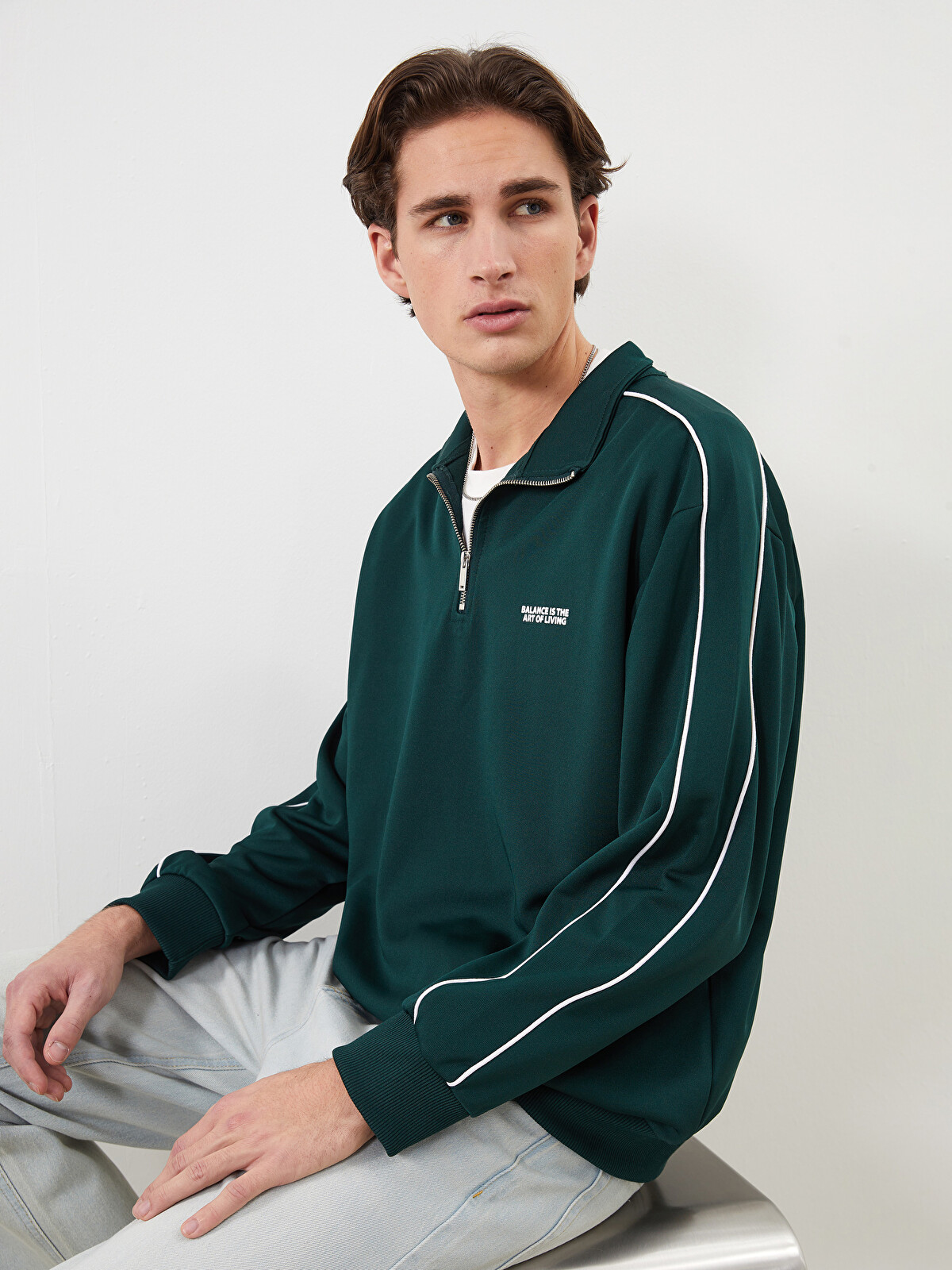 XSIDE Dik Yaka Uzun Kollu Baskılı Erkek Sweatshirt - S5MC84Z8-HHQ
