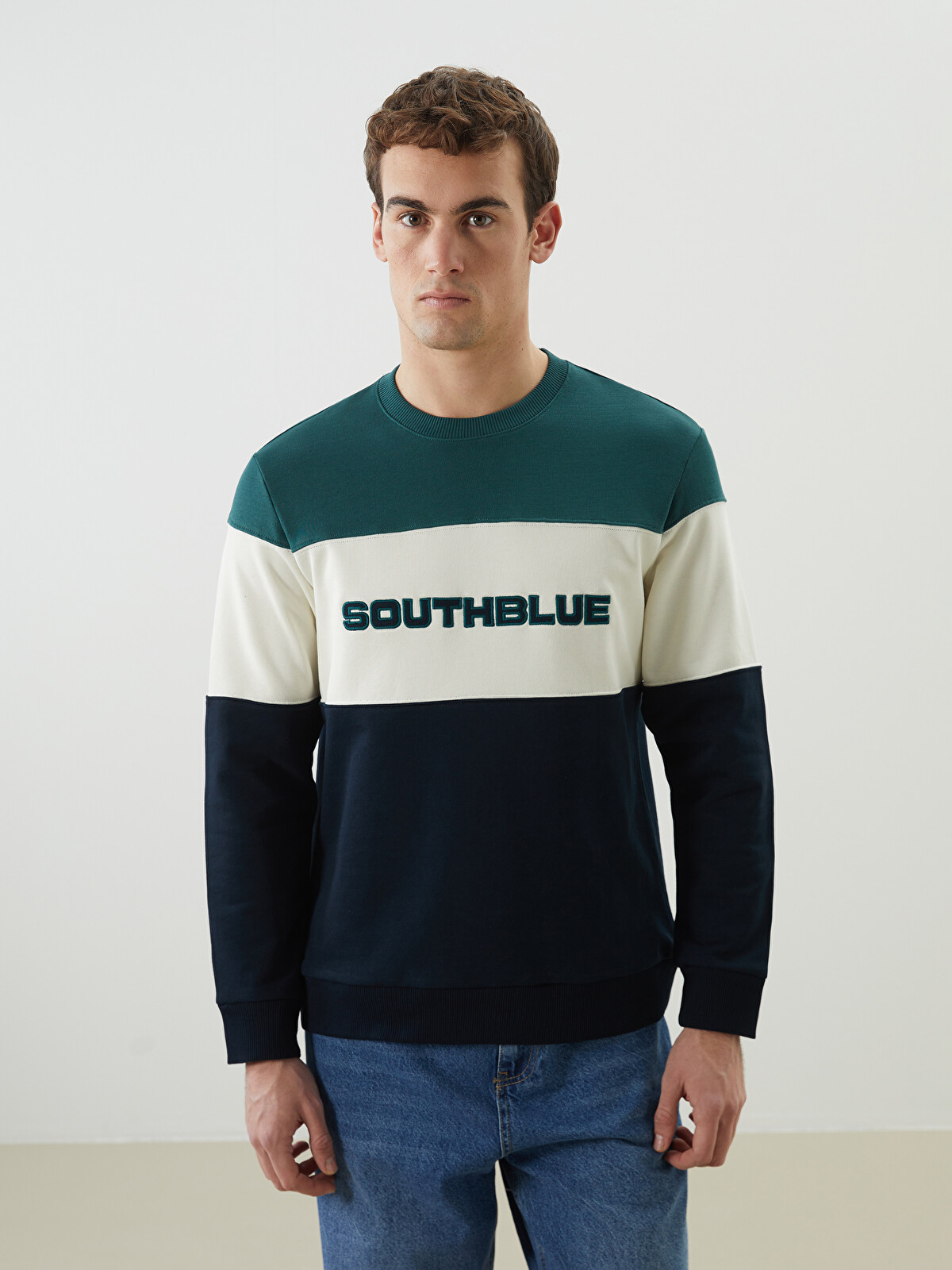 SOUTHBLUE Bisiklet Yaka Renk Bloklu Erkek Sweatshirt - S5MC92Z8