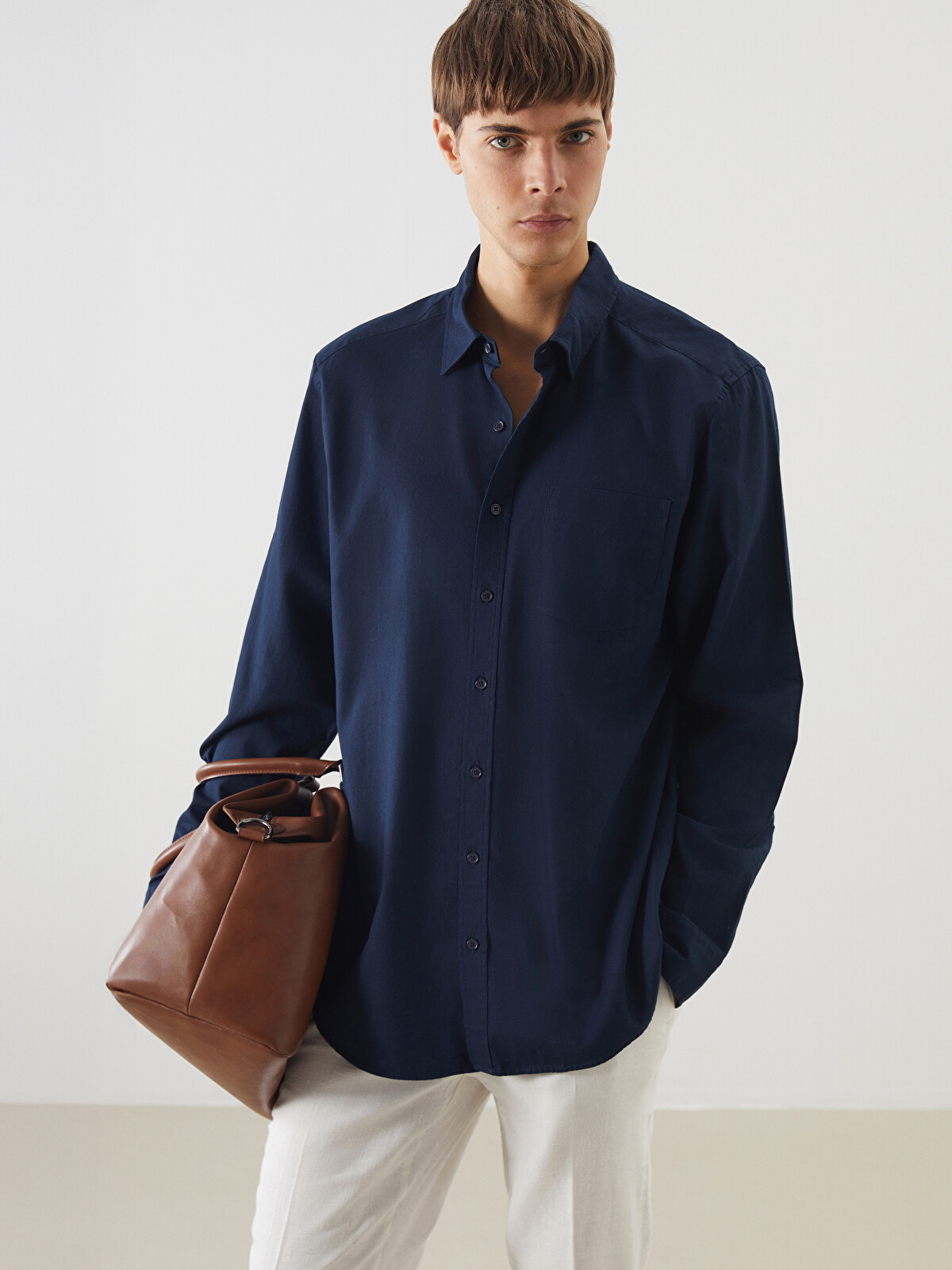 SOUTHBLUE Regular Fit Long Sleeve Gabardine Men's Shirt - S5MH44Z8