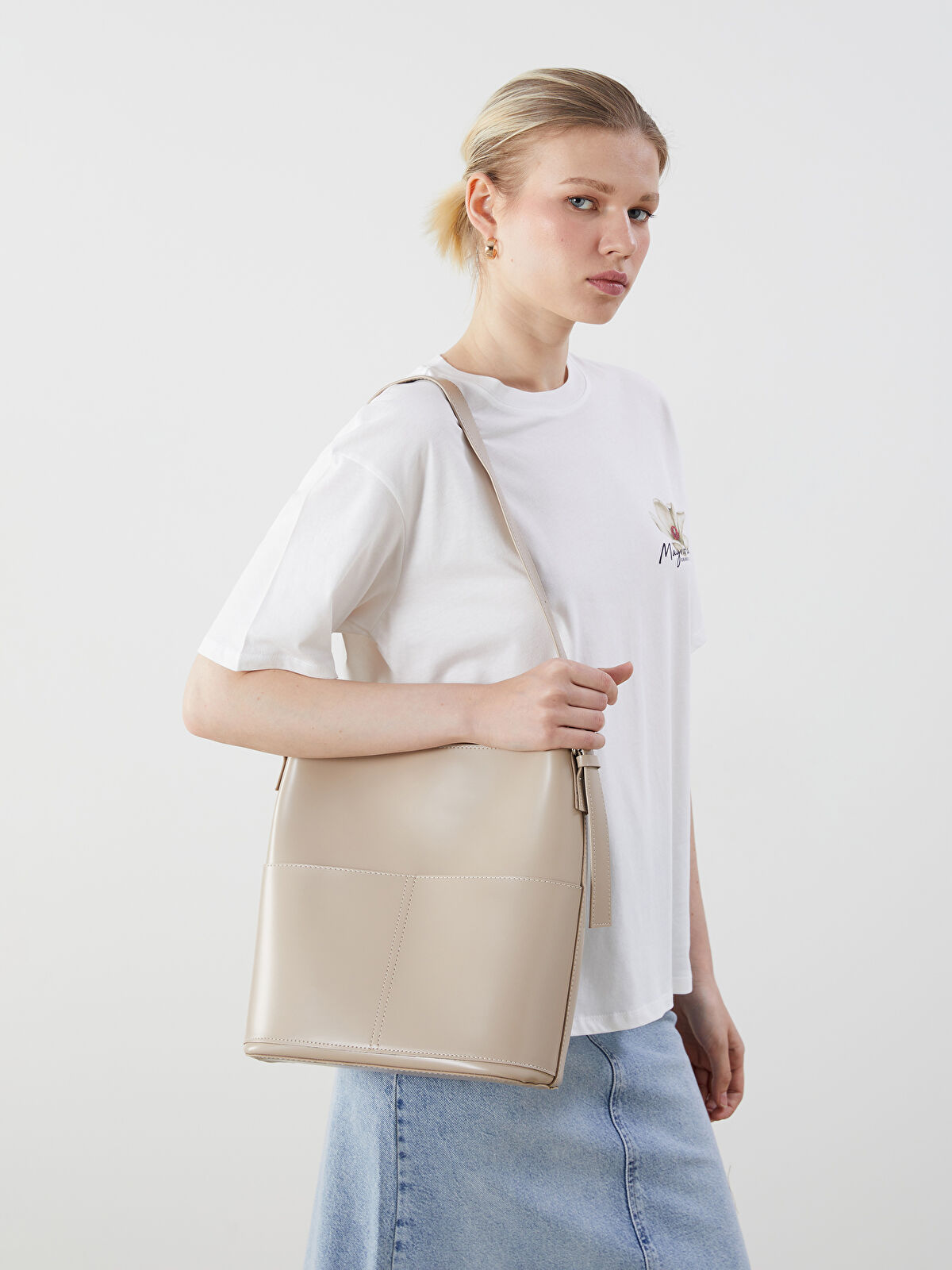 エクリュ38 LCW ACCESSORIES Bej Derİ Görünümlü Kadın Çanta ve Cüzdan