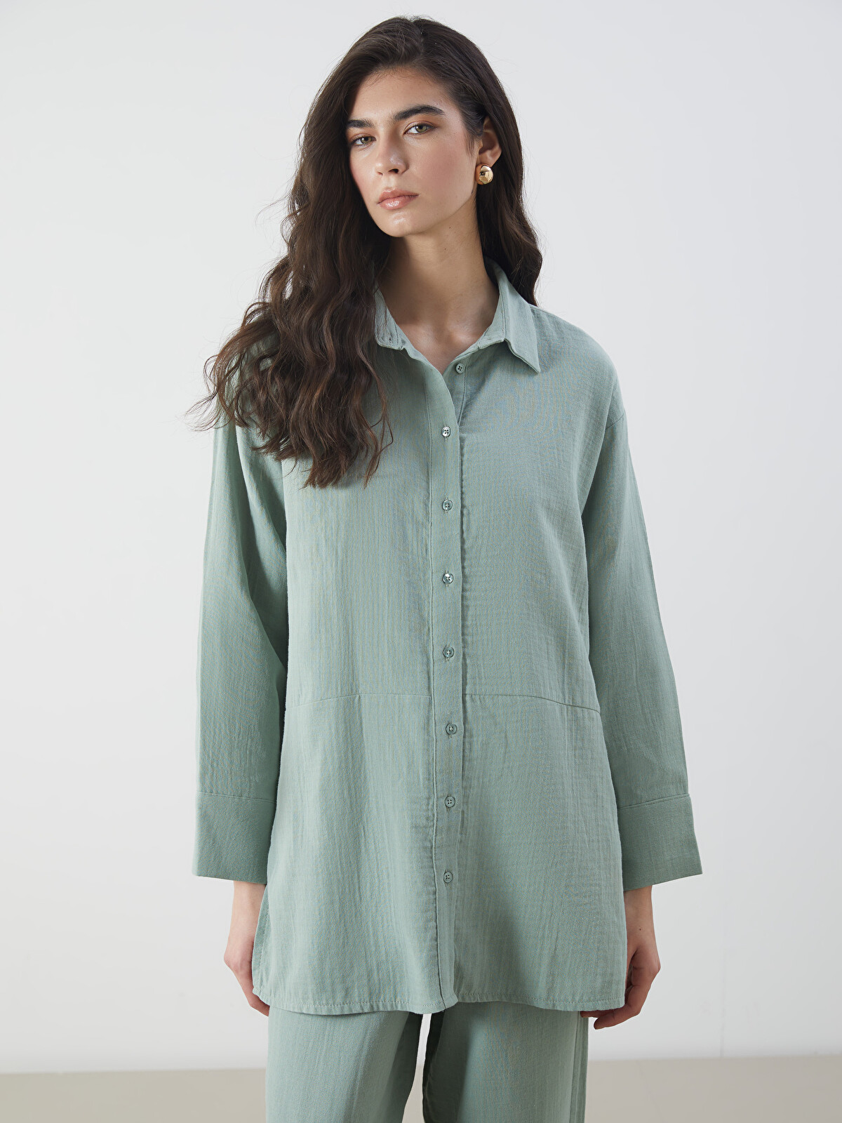 LCW Modest Oversize Muslin Women's Shirt Tunic - S5MP99Z8-S5F | LC