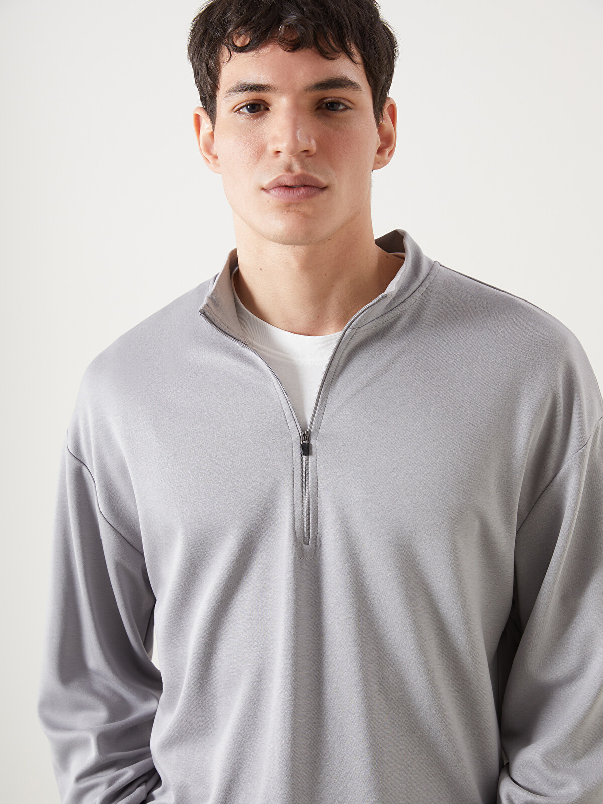 XSIDE ACTIVE Gri Dik Yaka Erkek Sweatshirt - S5MU91Z8-CWL | LCW