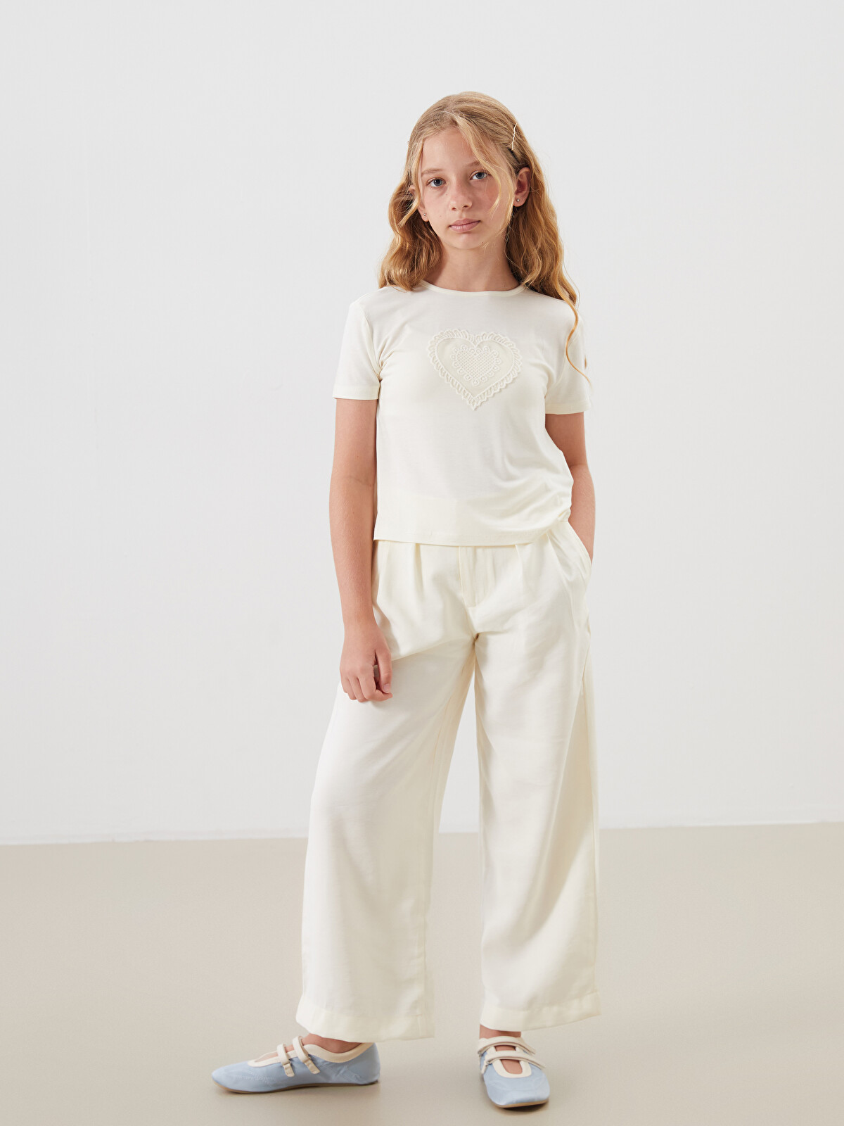 LCW Kids Sarı Bisiklet Yaka Kız Çocuk Tişört - S5N228Z4-KXN | LCW