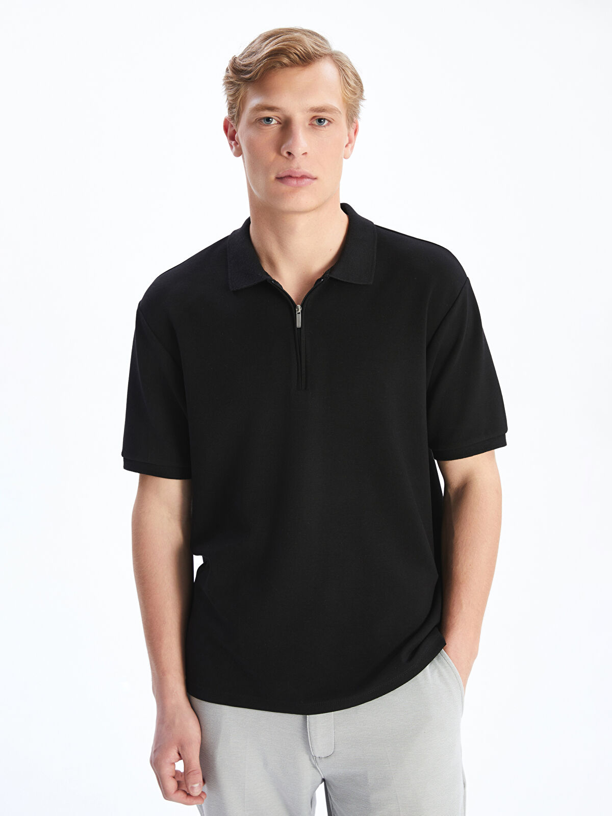 LCW Vision Siyah Polo Yaka Erkek Tişört - S5N353Z8-CVL | LCW