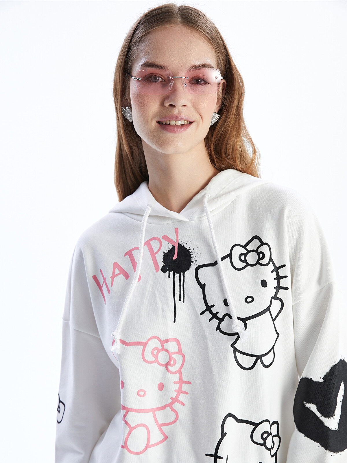 XSIDE Худи оверсайз с принтом Hello Kitty для женщин - S5N433Z8