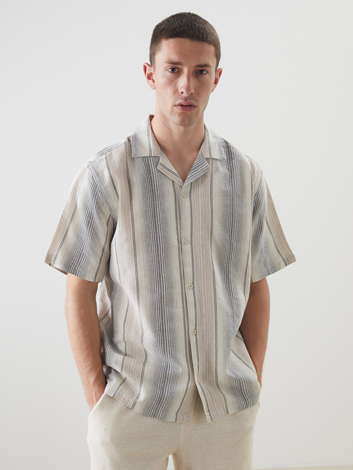 LCW Vision Regular Fit Short Sleeve Striped Men's Shirt - S5N841Z8