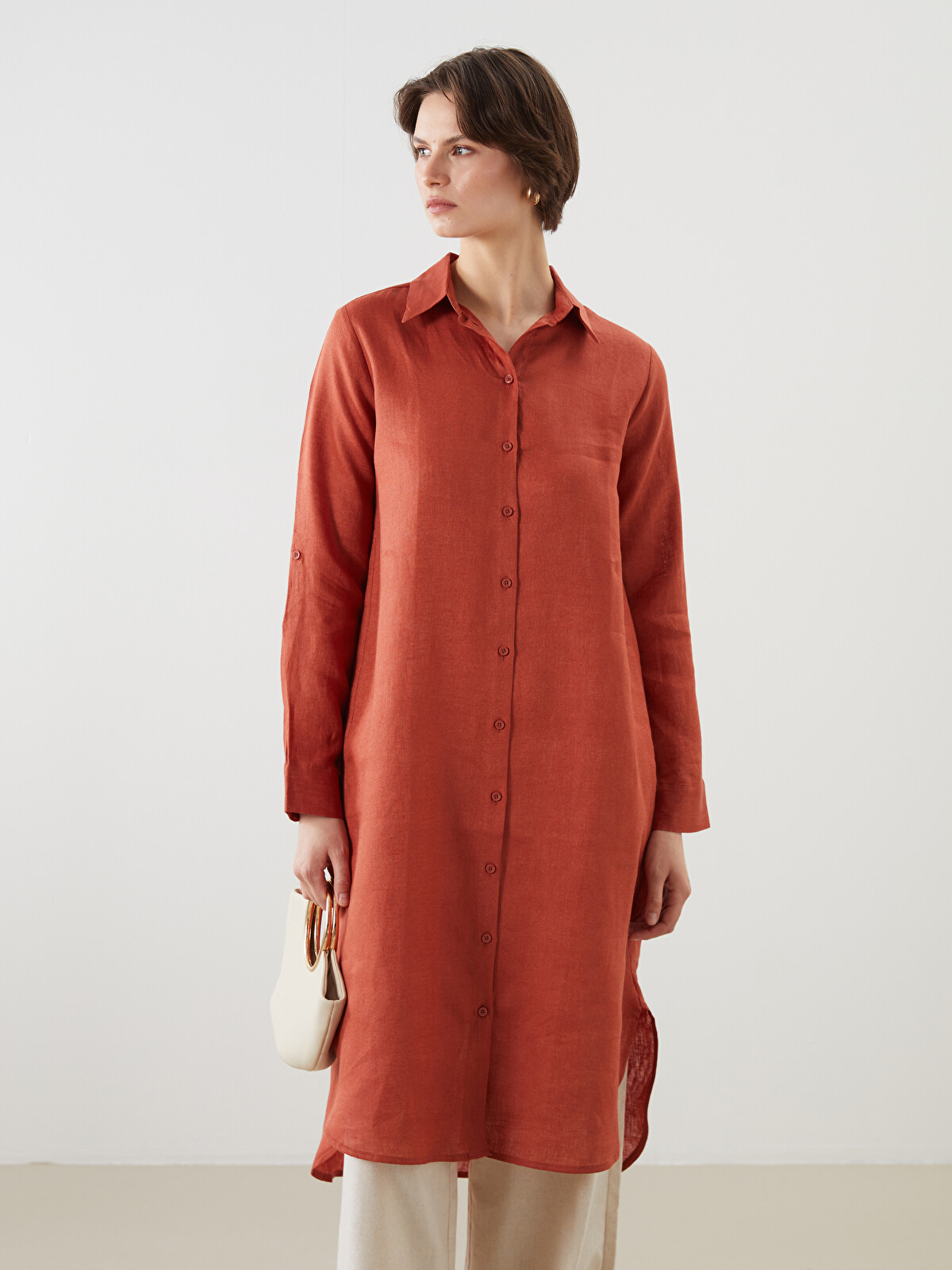 LCWAIKIKI Classic 100% Linen Women's Shirt Tunic - S5NF52Z8-GKA