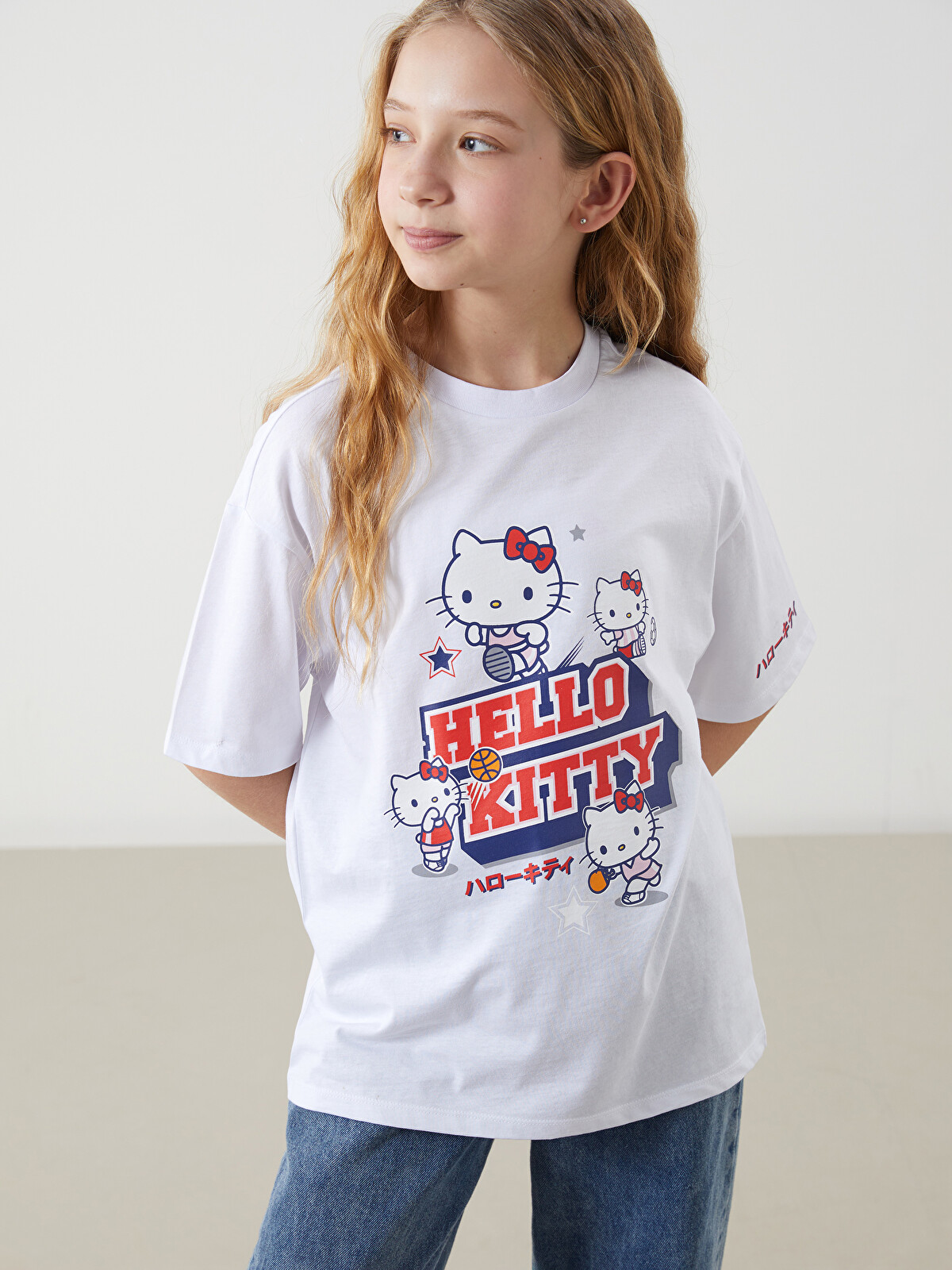LCW Kids Crew Neck Hello Kitty Printed Girls' T-shirt - S5NG56Z4