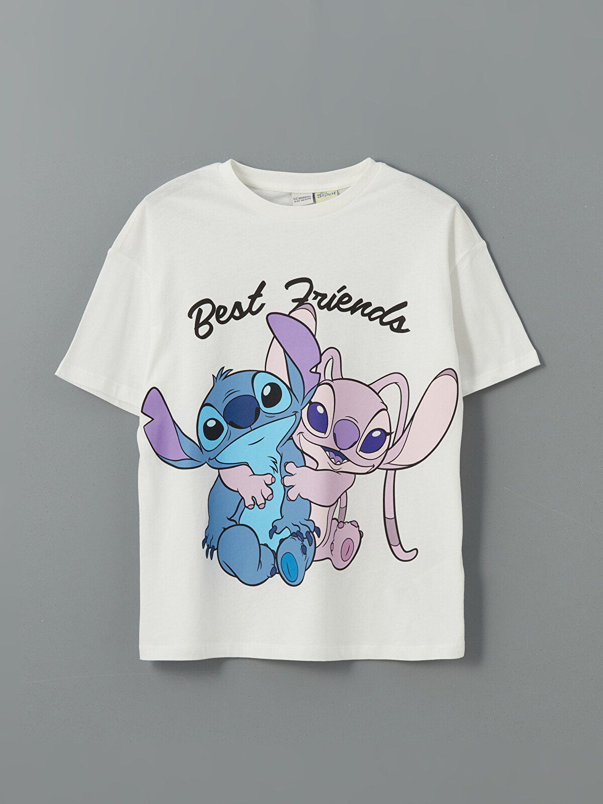 LCW Kids Crew Neck Stitch And Angel Printed Girls' T-shirt