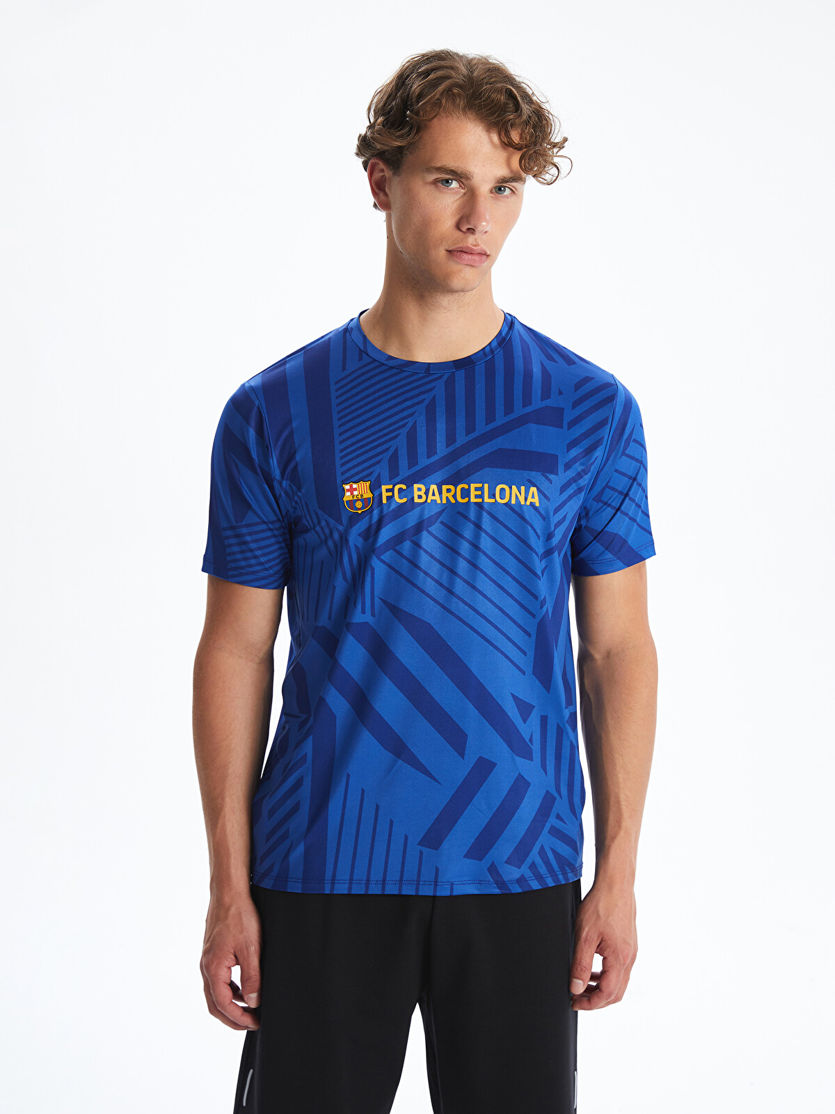 XSIDE ACTIVE Bisiklet Yaka Barcelona Baskılı Erkek Taraftar Tişört